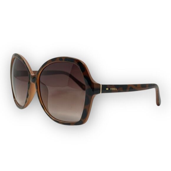 Fossil Butterfly Oversized Sunglasses Tortoise Shell Classic Brown Gradient Lens - Picture 2 of 10